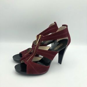 Michael Kore Berkley Claret Suede Zipper Sandals